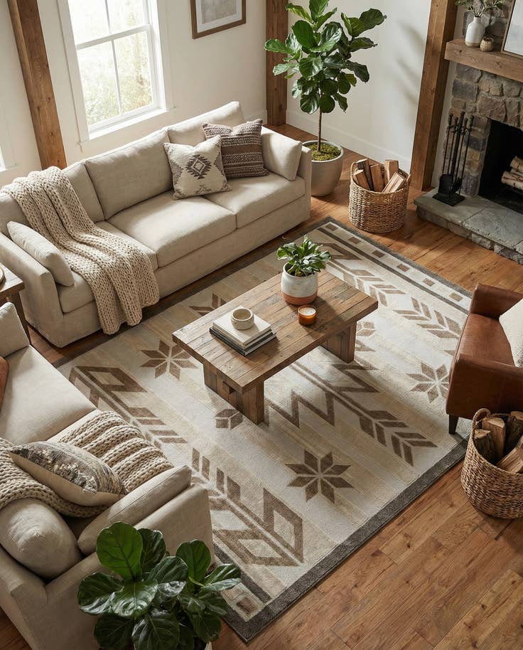 Detail image of 10' x 13' Easy-Clean Modern Indoor / Outdoor Rug