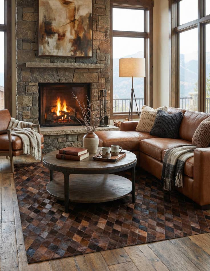 Detail image of 6' 6 x 9' 10 Cowhide Stocks Rug