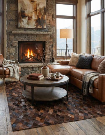 6' 6 x 9' 10 Cowhide Stocks Rug