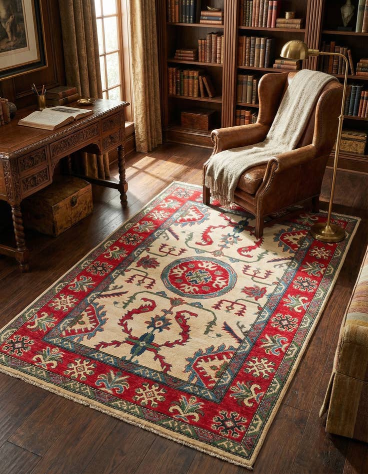 Detail image of 3' 10 x 5' 9  Hand Knotted Kazak Rug