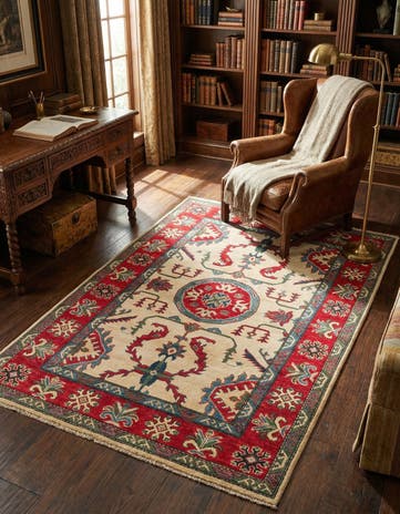 3' 10 x 5' 9 Hand Knotted Kazak Rug