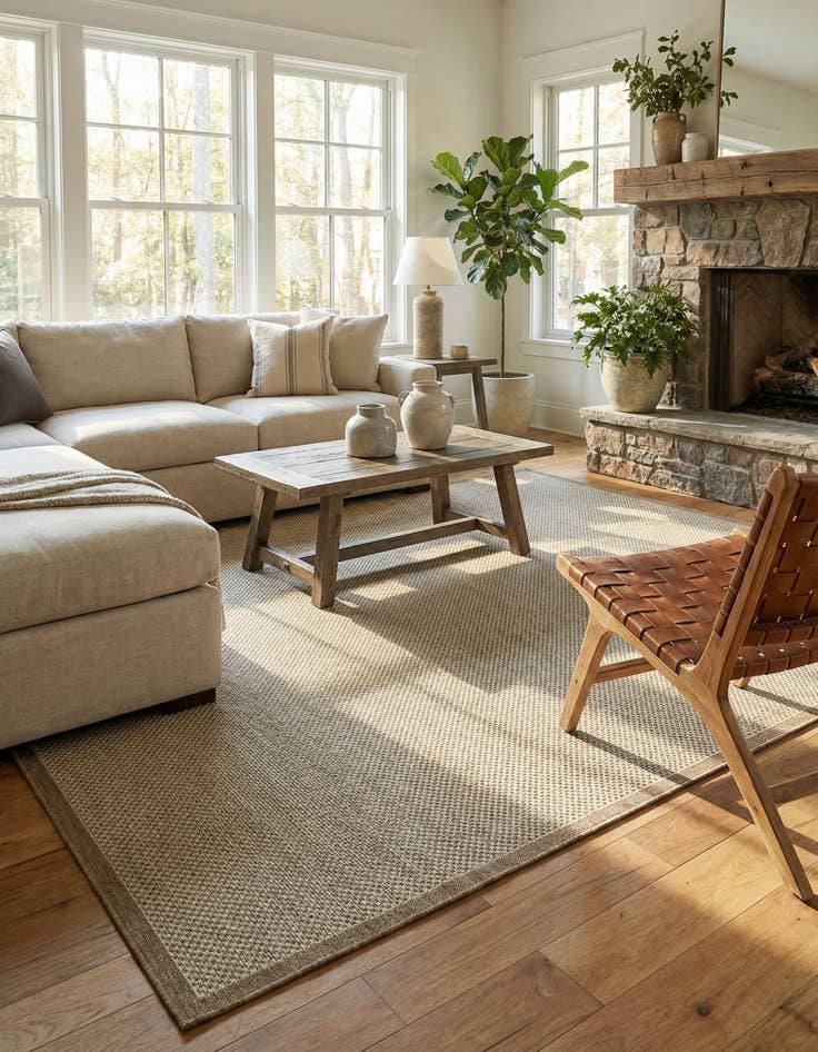 Detail image of 10' x 14'  Washable Border Indoor / Outdoor Rug