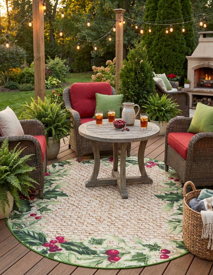 Detail image of 7' 10 x 7' 10 Easy-Clean Jill Zarin Caribbean Indoor / Outdoor Round Rug