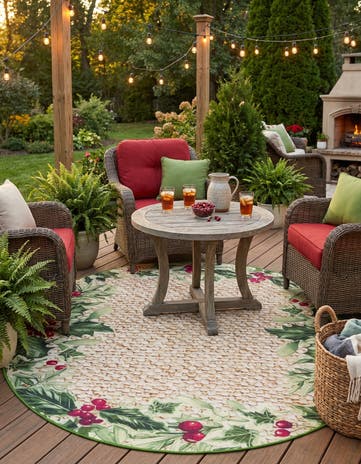 7' 10 x 7' 10 Easy-Clean Jill Zarin Caribbean Indoor / Outdoor Round Rug