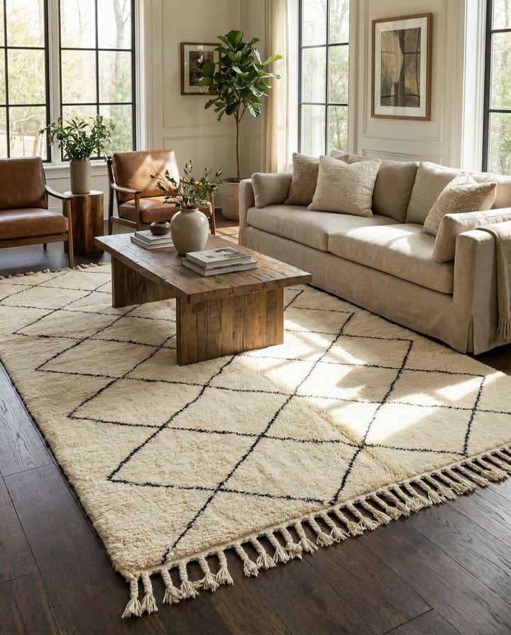6' 10 x 10' Hand Knotted Moroccan Wool Rug