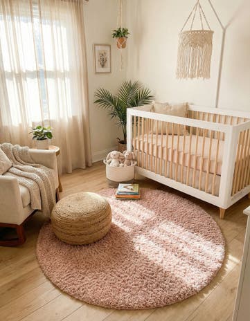 Dusty Rose Zermatt Shag Round Rug