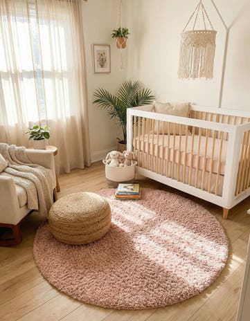 Dusty Rose Zermatt Shag Round Rug