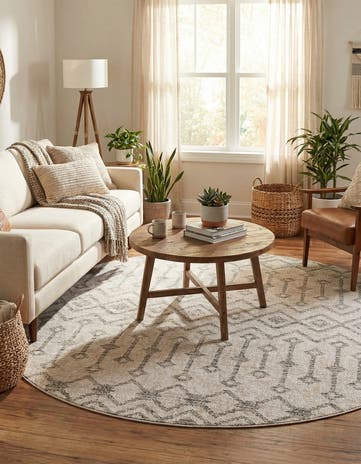 Ivory Eco Trellis Round Rug