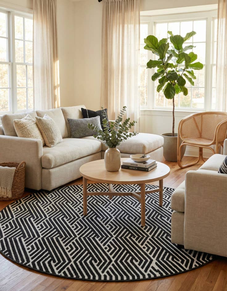 Detail image of 8' x 8'  Washable Sabrina Soto Hudson Indoor / Outdoor Round Rug