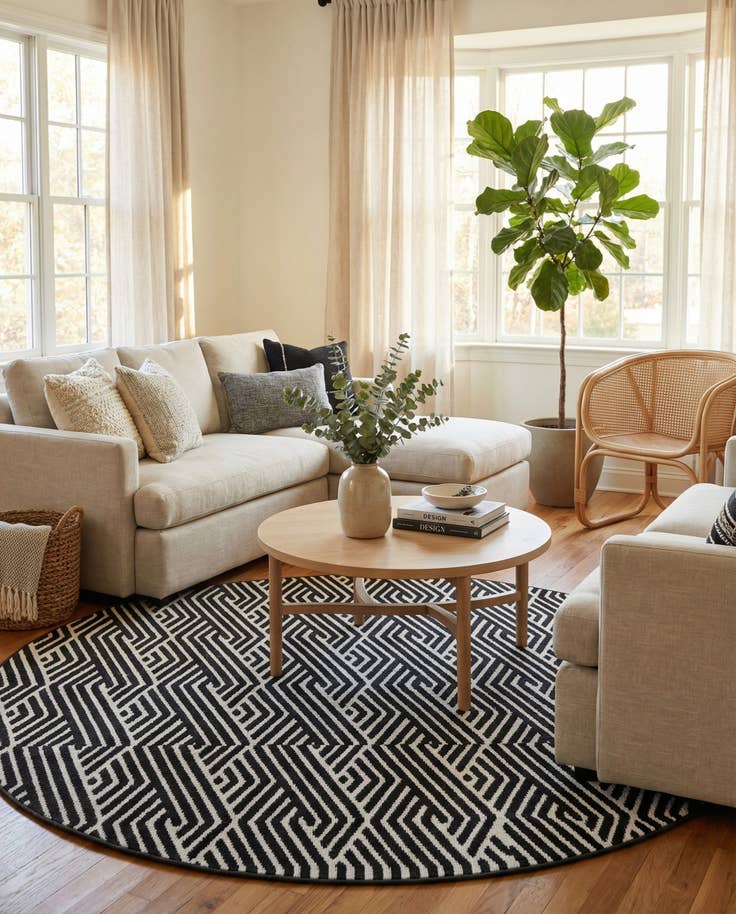 Detail image of 8' x 8' Easy-Clean Sabrina Soto Hudson Indoor / Outdoor Round Rug
