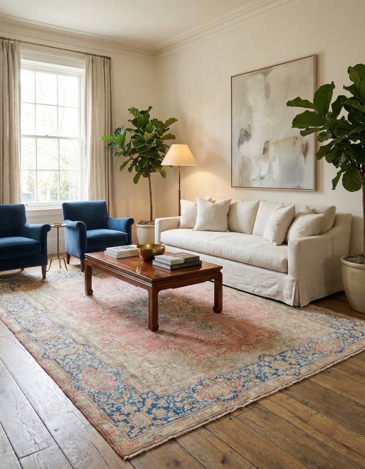 Detail image of 9' 8 x 13'  Hand Knotted Ultra Vintage Persian Wool Rug