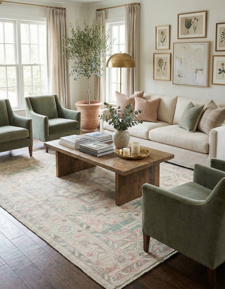 Detail image of 8' 7 x 10' 5  Hand Knotted Oushak Wool Rug