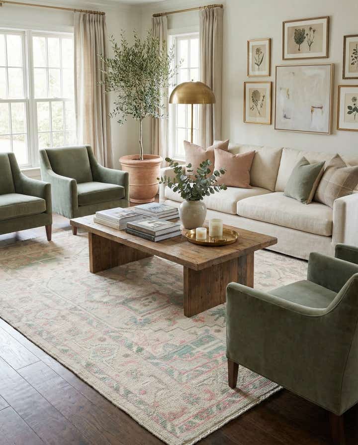 8' 7 x 10' 5 Hand Knotted Oushak Wool Rug