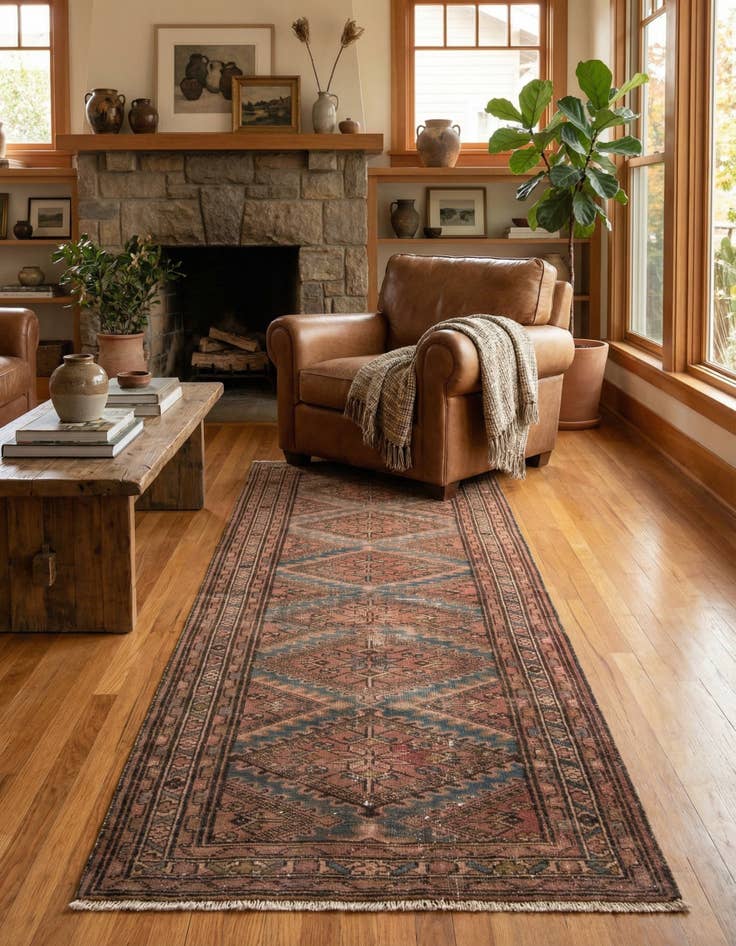 Detail image of 3' 6 x 9' 10 Hand Knotted Ultra Vintage Persian Wool Runner Rug