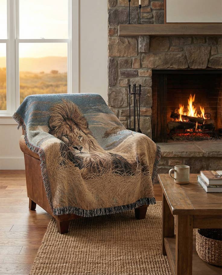 Detail image of 4' 6 x 6' King Of The Pride Throw Blanket