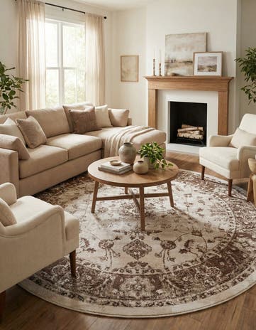 Cream Nepal Round Rug