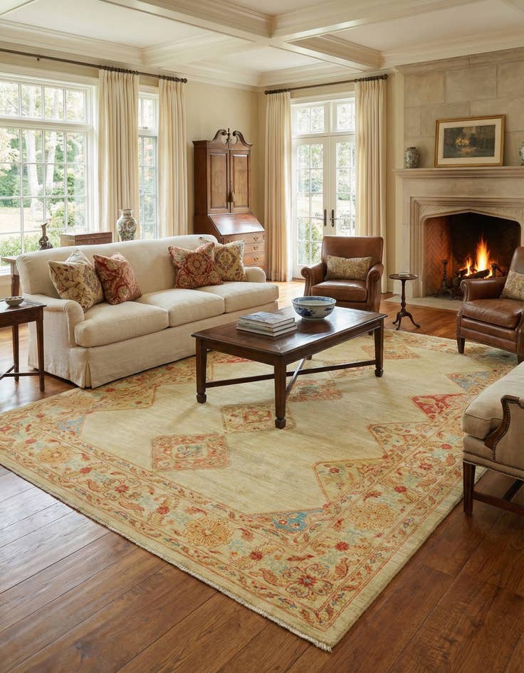 Detail image of 6' 9 x 9' 10  Hand Knotted Peshawar Ziegler Rug