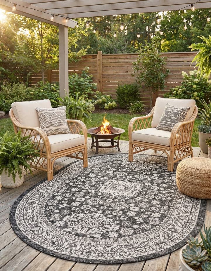 5' 3 x 8' Easy-Clean Aztec Indoor / Outdoor ...