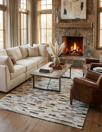 5' x 8' 1 Cowhide Leather Rug
