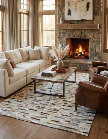 5' x 8' 1 Cowhide Leather Rug
