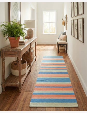 2' x 8' Hand Woven Flatweave Cotton Dhurrie Runner Rug