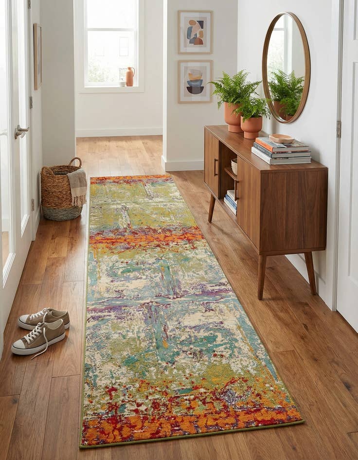 Detail image of 2' 7 x 12' Easy-Clean Modern Indoor / Outdoor Runner Rug