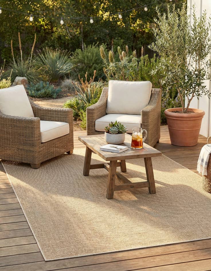 Detail image of 6' 1 x 9' Easy-Clean Solid Indoor / Outdoor Rug