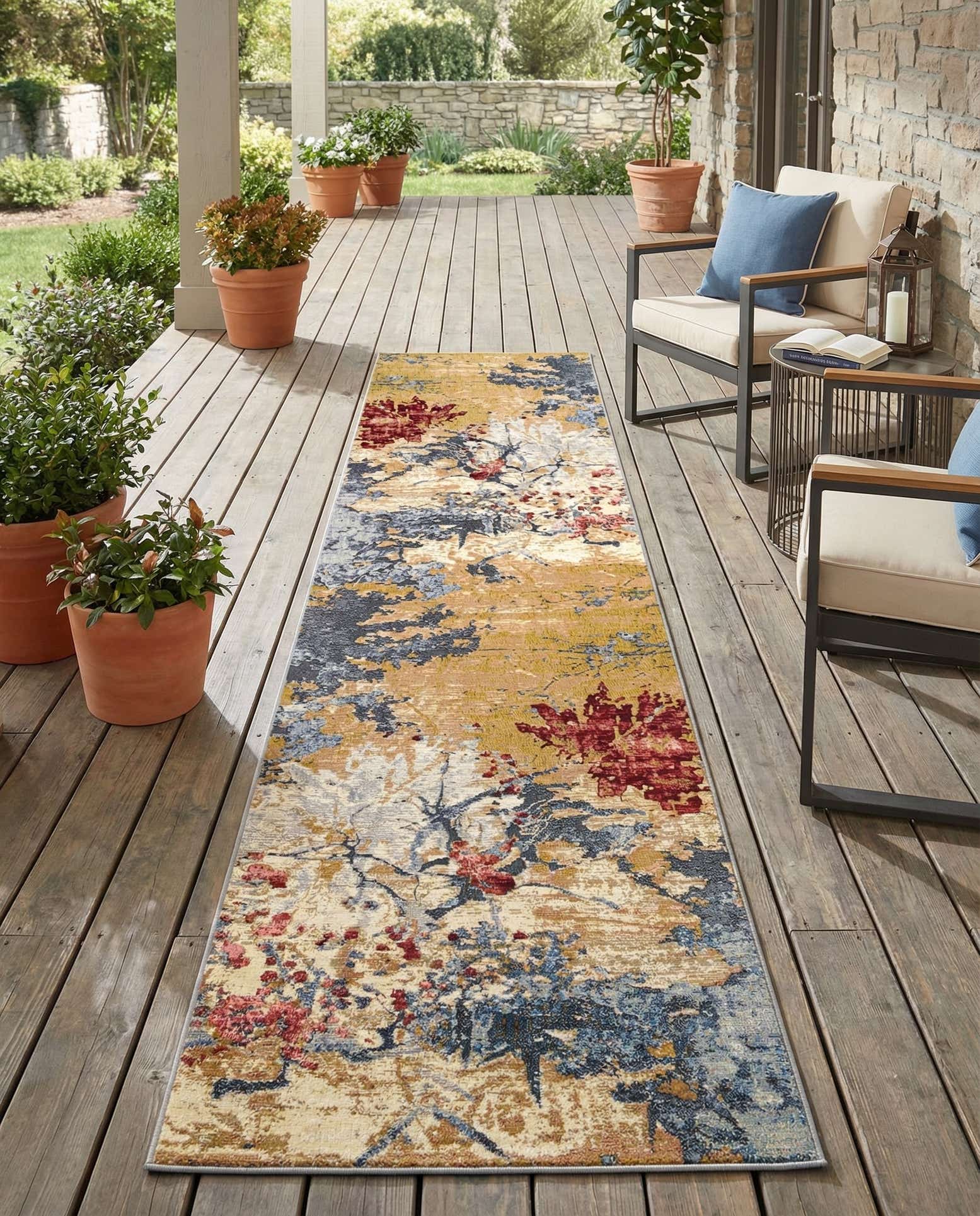 2' 7 x 12' Easy-Clean Modern Indoor / Outdoor Runner Rug