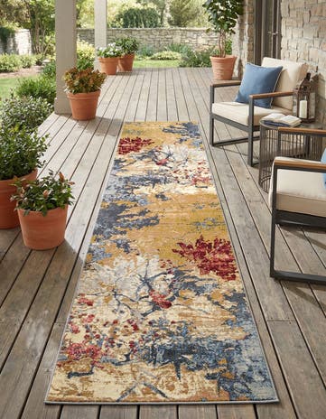 2' 7 x 12' Easy-Clean Modern Indoor / Outdoor Runner Rug