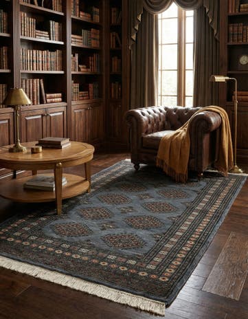 4' 3 x 6' 8 Hand Knotted Torkaman Persian Wool Rug