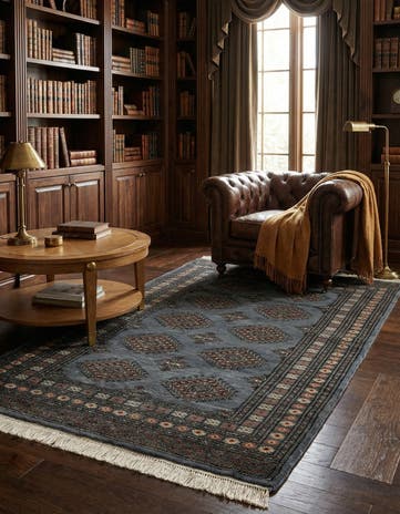 4' 3 x 6' 8 Hand Knotted Torkaman Persian Wool Rug