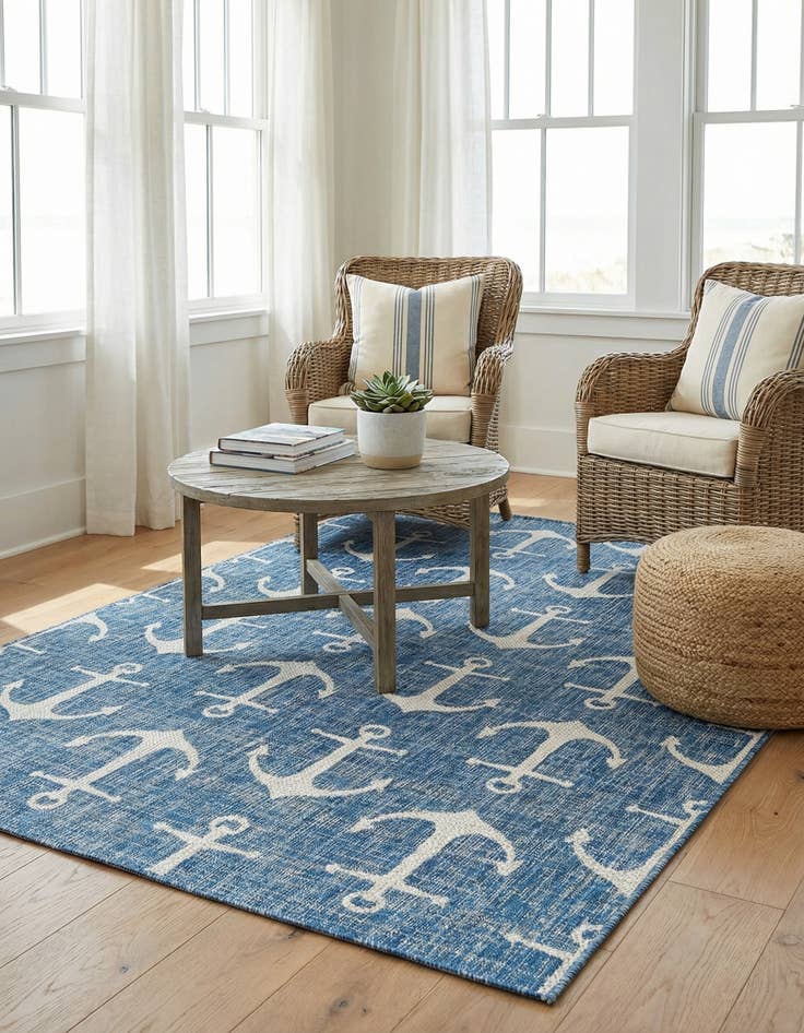 Detail image of 5' 3 x 8' Easy-Clean Coastal Indoor / Outdoor Rug