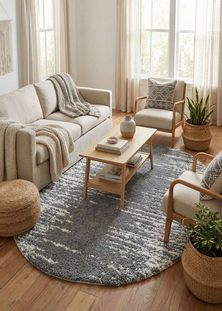 5' 3 x 8' Serenity Shag Oval Rug