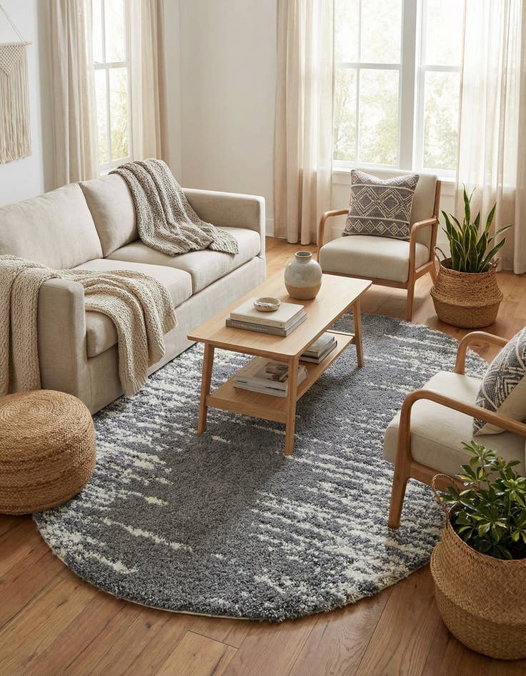 Detail image of 5' 3 x 8' Serenity Shag Oval Rug