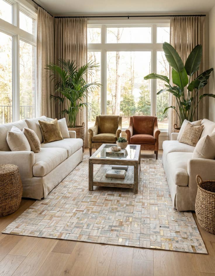 Detail image of 5' 1 x 8' Cowhide Stocks Rug