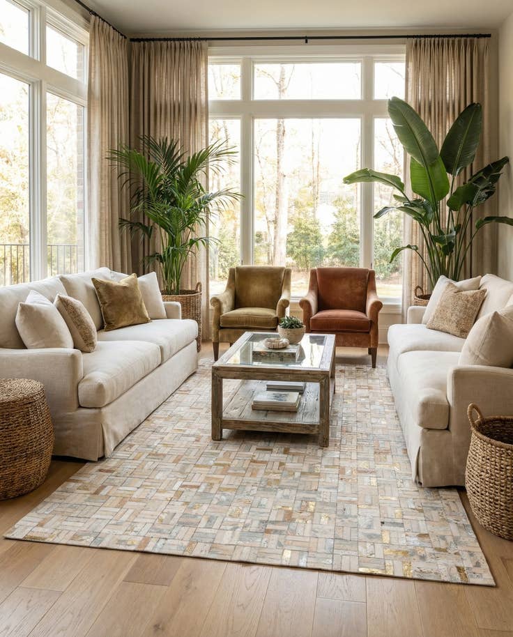 Detail image of 5' 1 x 8' Cowhide Stocks Rug