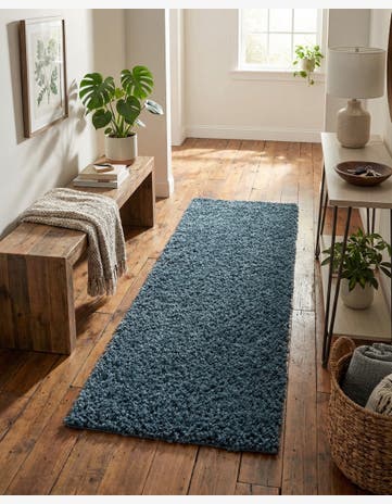 Marine Blue Zermatt Shag Runner Rug