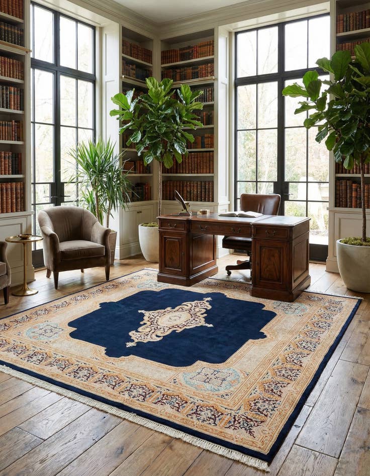 Detail image of 8' 4 x 8' 4 Hand Knotted Kerman Wool Square Rug