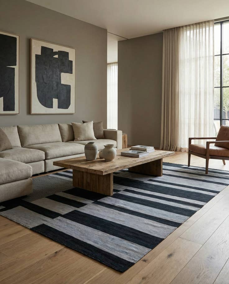 Detail image of 8' 3 x 11' 2 Hand Woven Kilim Modern Wool Rug
