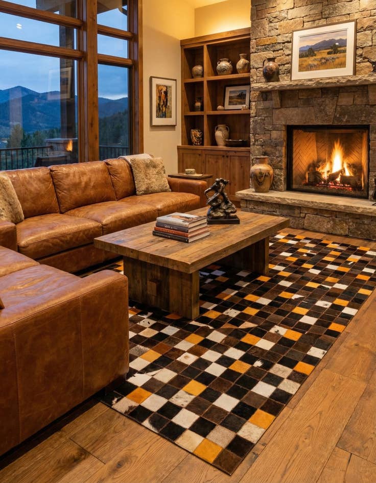 Detail image of 5' 1 x 8' 1 Cowhide - Patchwork Rug