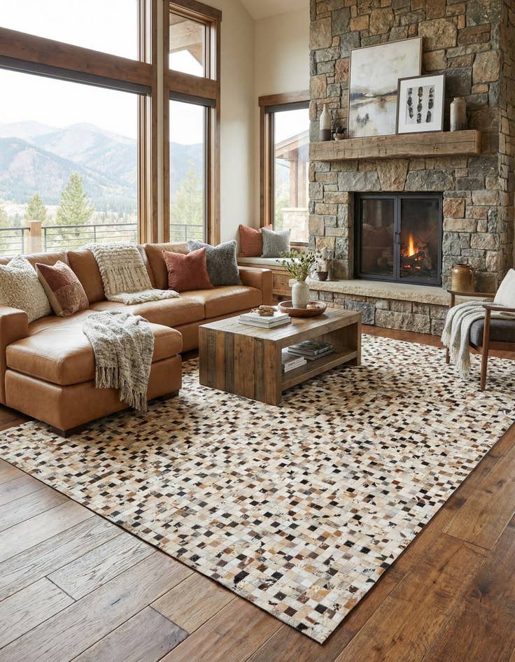 Detail image of 8' x 9' 11 Cowhide Stocks Rug