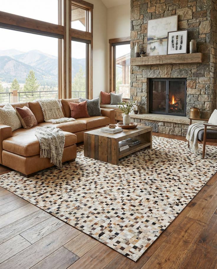 Detail image of 8' x 9' 11 Cowhide Stocks Rug