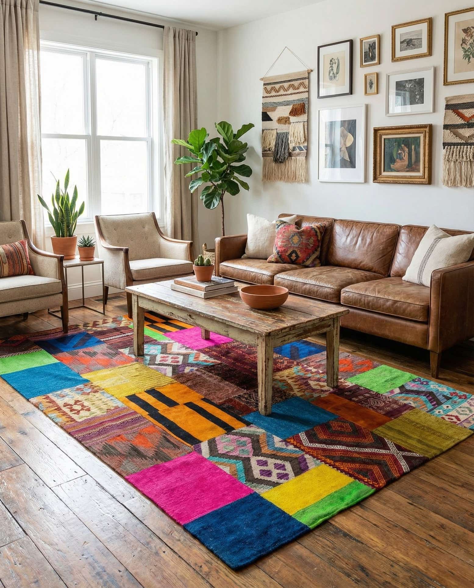 5' 6 x 7' 11 Hand Woven Kilim Patchwork Wool Rug