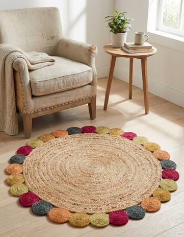 Natural Handmade Braided Jute Round Rug