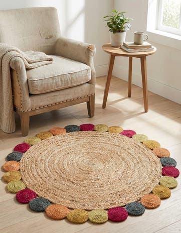 3' 3 x 3' 3 Handmade Braided Jute Round Rug
