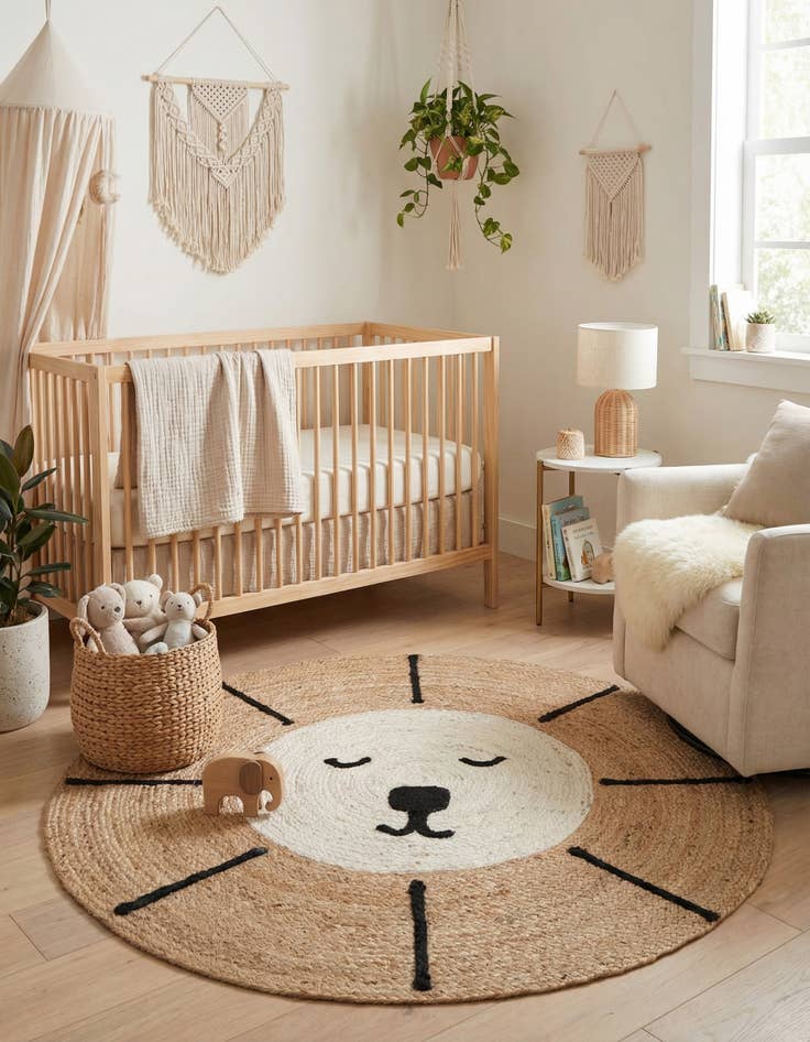Detail image of 3' 1 x 3' 1  Hand Braided Kids Braided Jute Round Rug