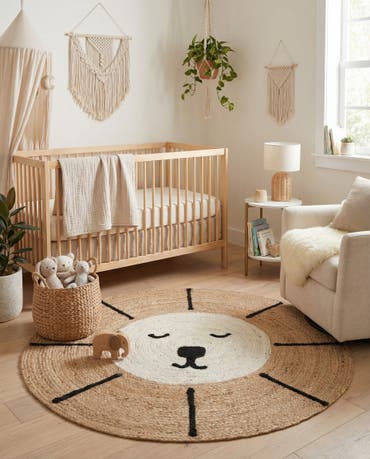  3' 1 x 3' 1  Hand Braided Kids Braided Jute Round Rug