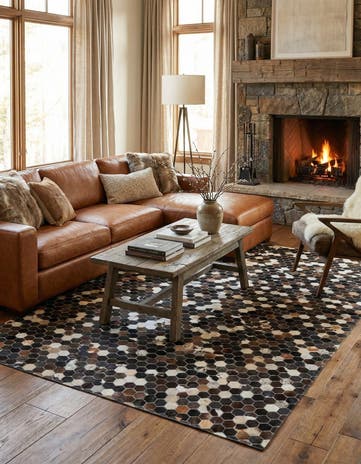5' x 7' 9 Cowhide Leather Rug