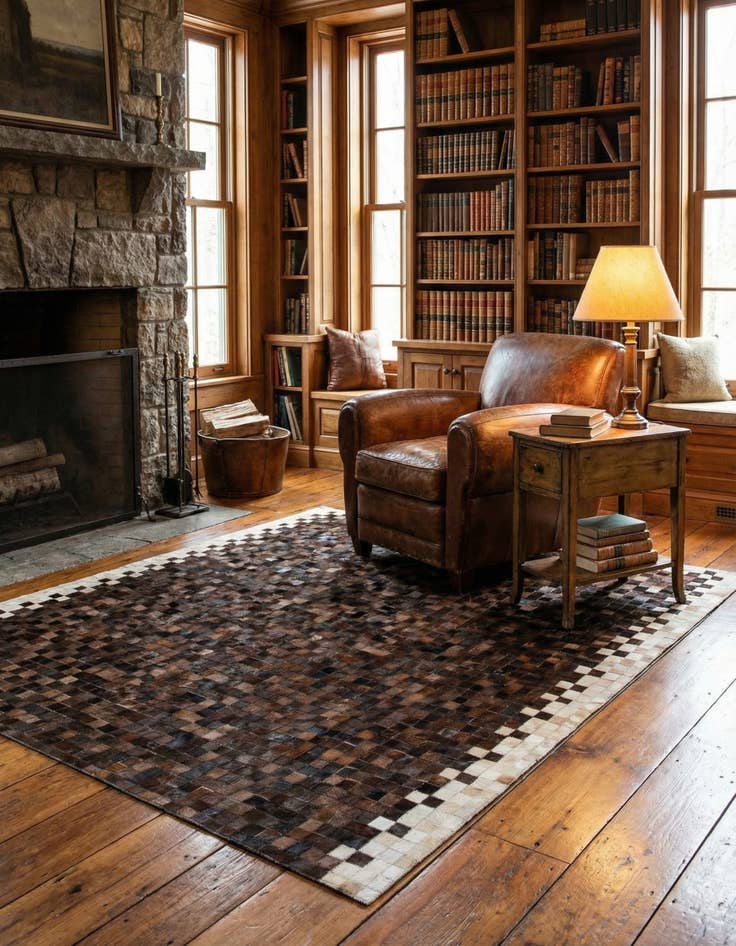 Detail image of 5' x 7' 11 Cowhide Stocks Rug