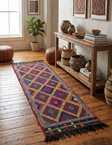 2' 2 x 7' Hand Knotted Kilim Fars Persian Wool Runner Rug